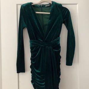 Velvet emerald mini dress from babyboo